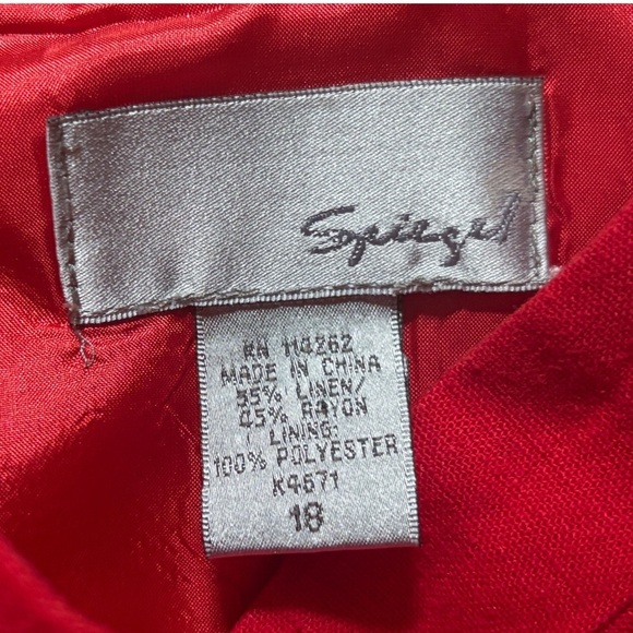 Vintage Spiegel Tomato Red Linen Blend Wrap Dress Size 14 16 Quiet Luxury READ - Picture 2 of 5